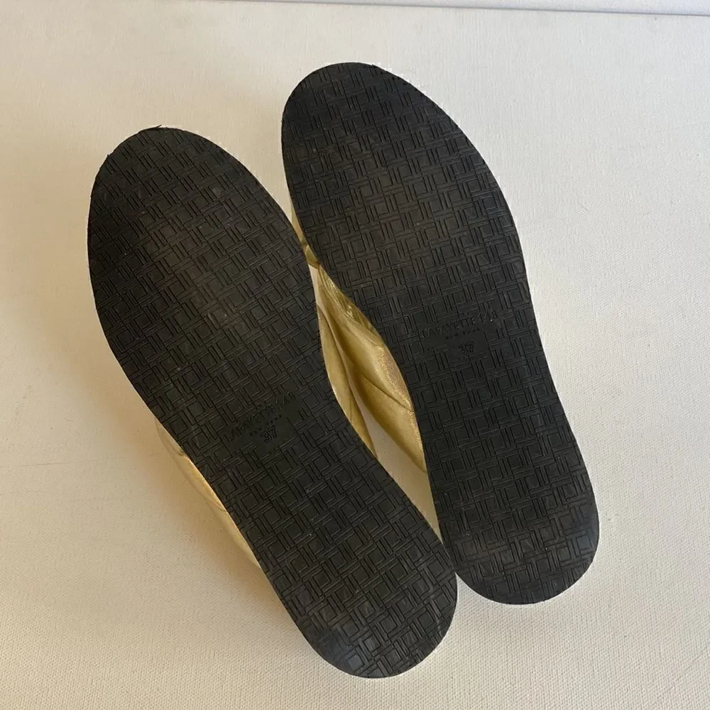 Gold Leather Criss Cross Slides By Lafayette 148 New York